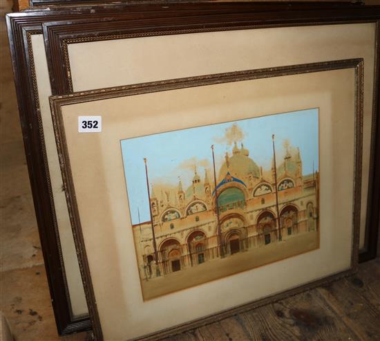 7 coloured prints, Venetian scenes